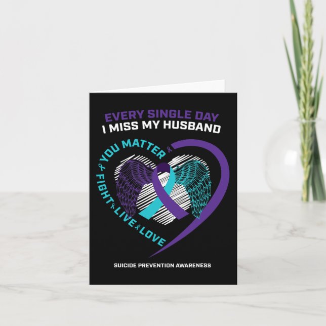 In Memory Of My Loving Husband Suicide Prevention  Card (Front)