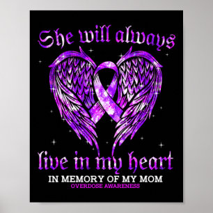 In Memory Of My Mum Overdose Awareness Angel Wing Poster