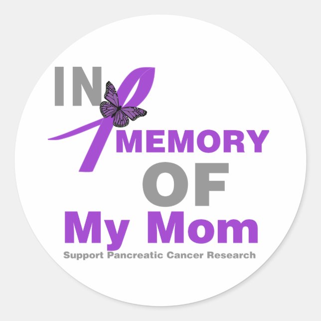 In Memory of My Mum Pancreatic Cancer Classic Round Sticker (Front)