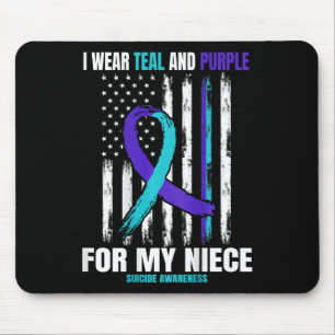 In Memory Of My Niece Suicide Awareness USA Flag B Mouse Pad