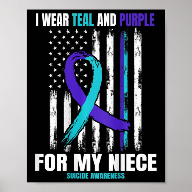 In Memory Of My Niece Suicide Awareness USA Flag B Poster (Front)