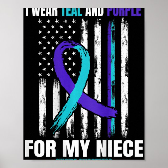 In Memory Of My Niece Suicide Awareness Usa Flag C Poster (Front)