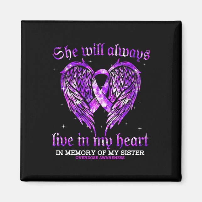 In Memory Of My Sister Overdose Awareness Angel Wi Magnet (Front)