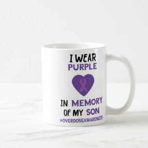 In Memory Of My Son Purple Ribbon Overdose Awarene Coffee Mug