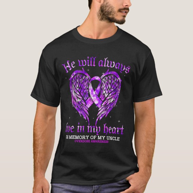 In Memory Of My Uncle Overdose Awareness Angel Win T-Shirt (Front)