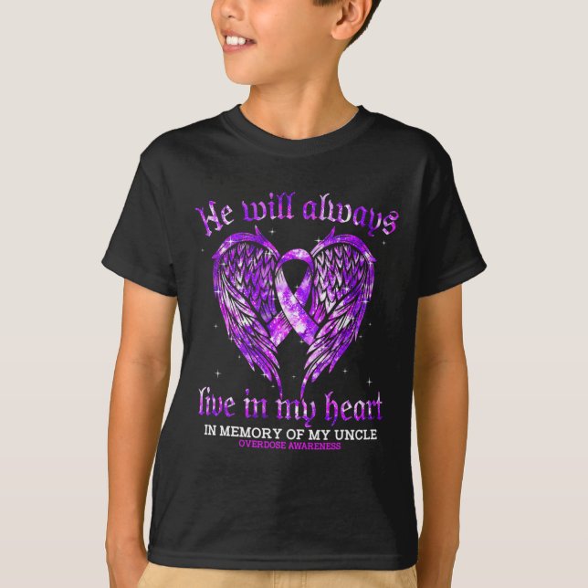 In Memory Of My Uncle Overdose Awareness Angel Win T-Shirt (Front)
