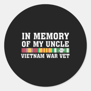 In Memory Of My Uncle Vietnam Veteran Family Match Classic Round Sticker