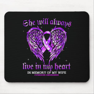 In Memory Of My Wife Overdose Awareness Angel Wing Mouse Pad