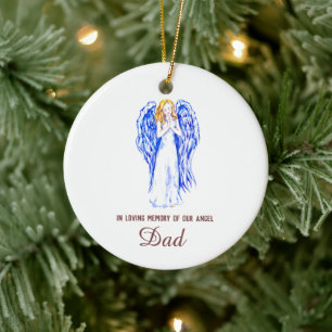 In Memory of Our Angel Dad Personalised Dated  Ceramic Ornament