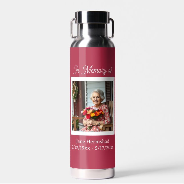 In Memory of | Photo Keepsake Gift Water Bottle (Front)