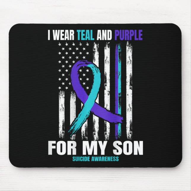 In Memory Of Son Suicide Awareness Flag Back Print Mouse Pad (Front)