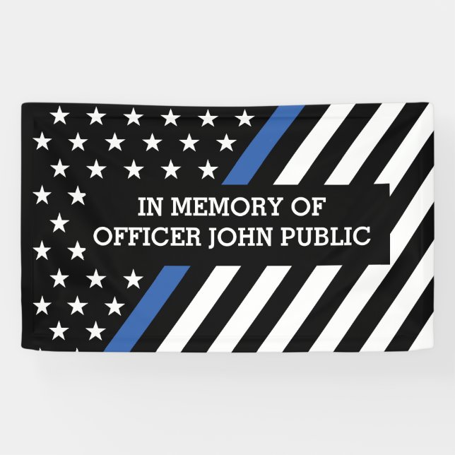 In Memory of Thin Blue Line Flag Banner (Horizontal)