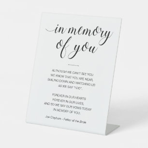 In Memory Of You Poem With Name Memorial Wedding Pedestal Sign
