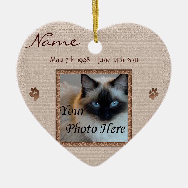 In Memory of Your Cat - Custom Memorial Ceramic Ornament (Front)