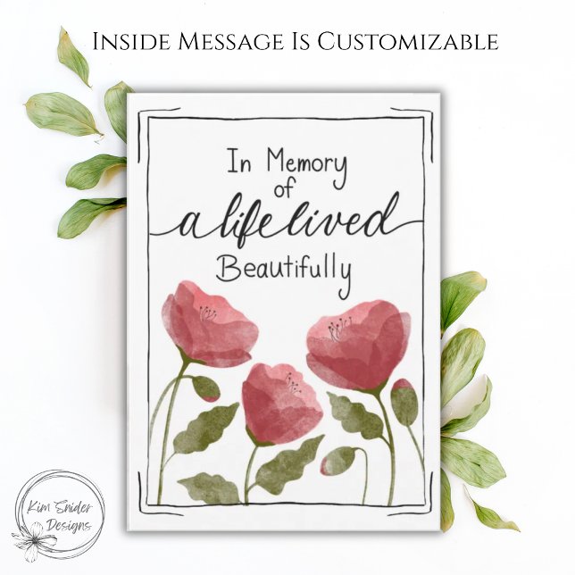 "In Memory..." Red Watercolor Poppies Sympathy  Card (Creator Uploaded)