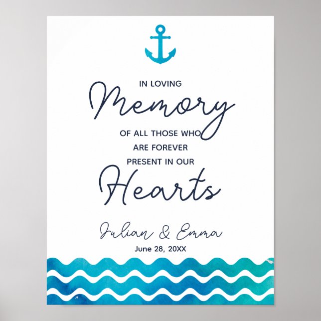 In memory remembrance nautical wedding anchor sign (Front)