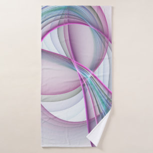 In Motion, Modern Abstract Colourful Fractal Art Bath Towel