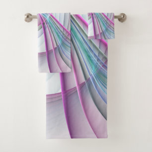 In Motion, Modern Abstract Colourful Fractal Art Bath Towel Set