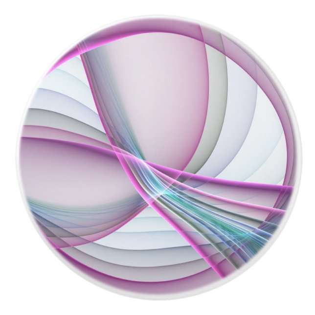 In Motion, Modern Abstract Colourful Fractal Art Ceramic Knob (Front)