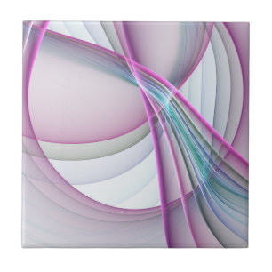 In Motion, Modern Abstract Colourful Fractal Art Ceramic Tile