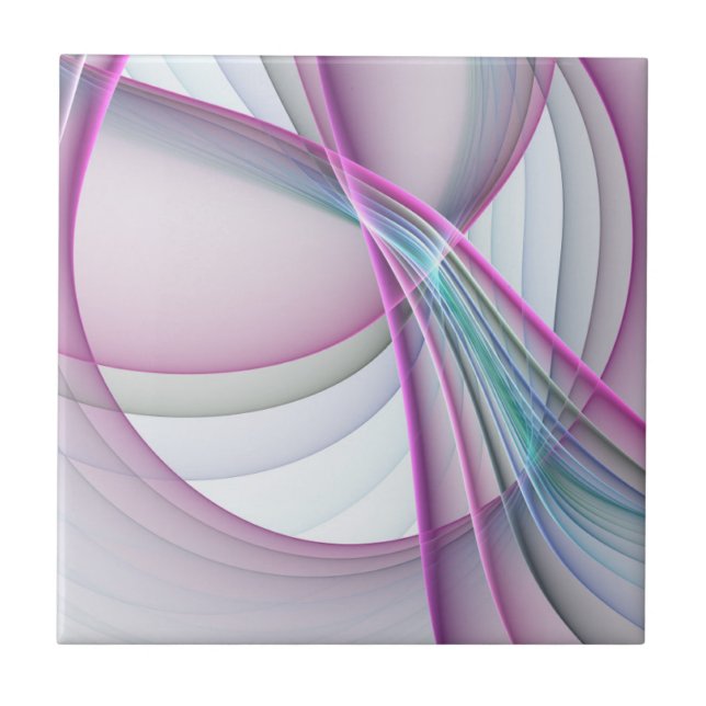 In Motion, Modern Abstract Colourful Fractal Art Ceramic Tile (Front)