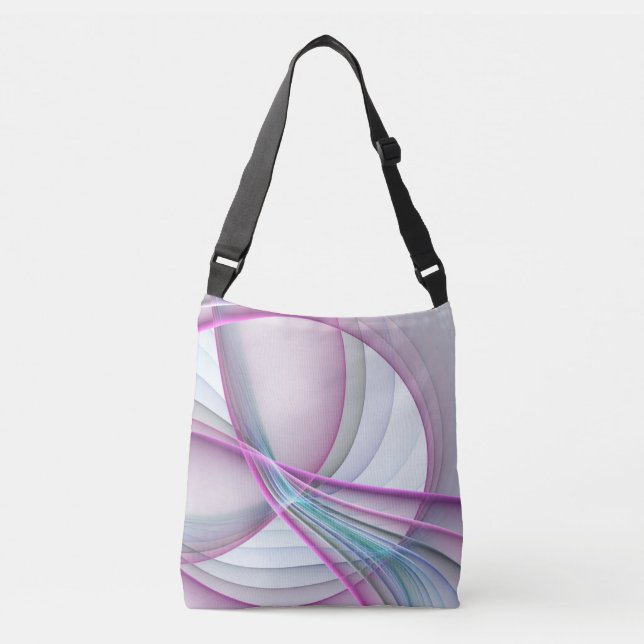 In Motion, Modern Abstract Colourful Fractal Art Crossbody Bag (Front)