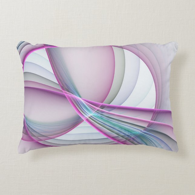 In Motion, Modern Abstract Colourful Fractal Art Decorative Cushion (Front)