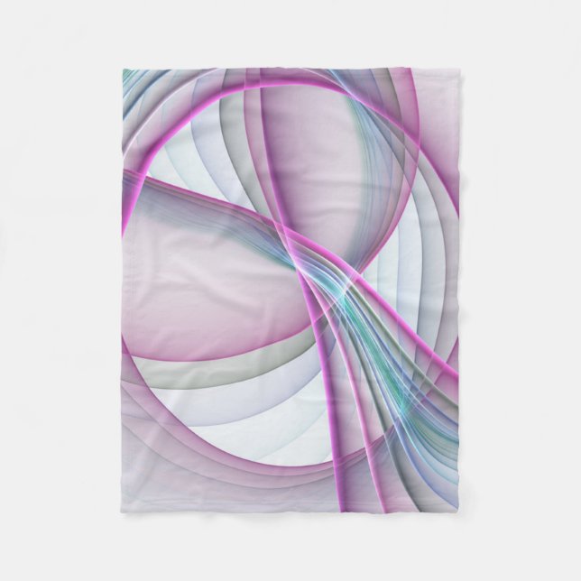 In Motion, Modern Abstract Colourful Fractal Art Fleece Blanket (Front)