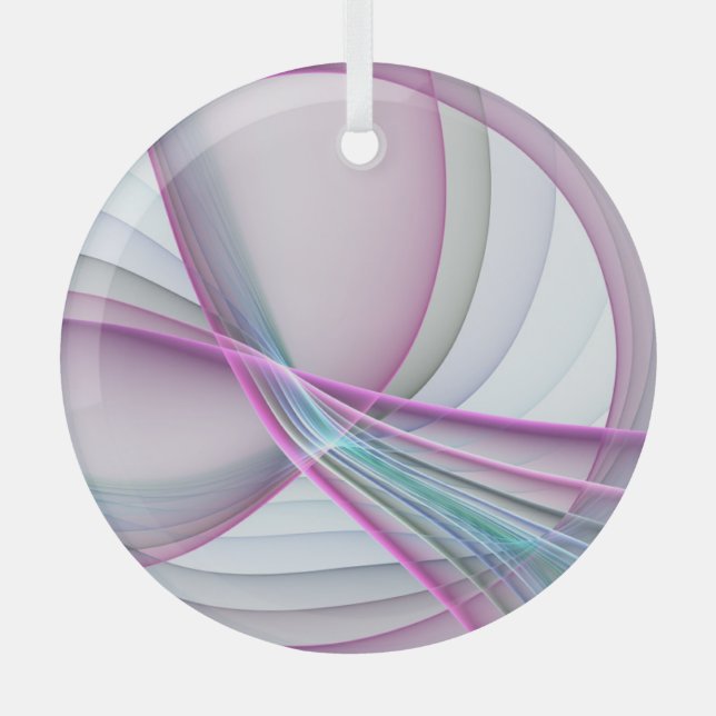 In Motion, Modern Abstract Colourful Fractal Art Glass Tree Decoration (Front)