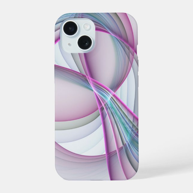 In Motion, Modern Abstract Colourful Fractal Art iPhone 15 Case (Back)