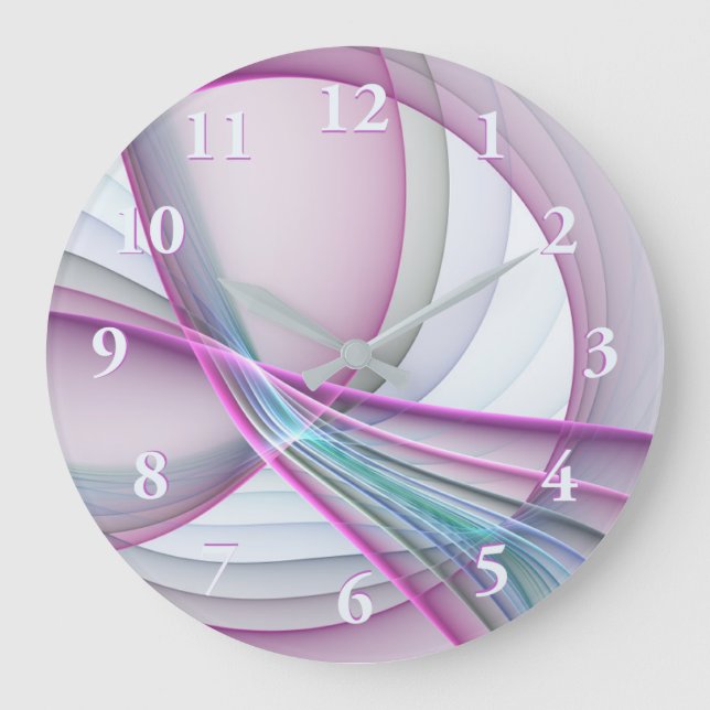 In Motion, Modern Abstract Colourful Fractal Art Large Clock (Front)