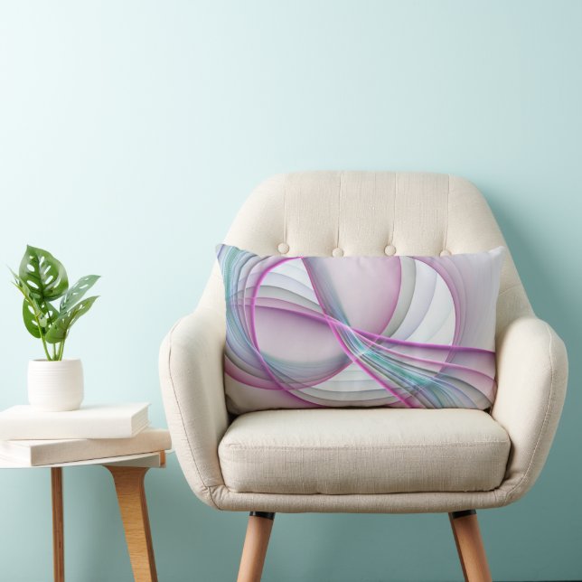In Motion, Modern Abstract Colourful Fractal Art Lumbar Cushion (Chair)