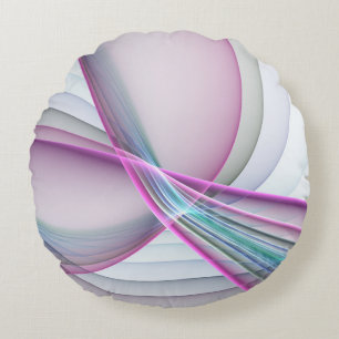 In Motion, Modern Abstract Colourful Fractal Art Round Cushion