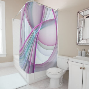 In Motion, Modern Abstract Colourful Fractal Art Shower Curtain
