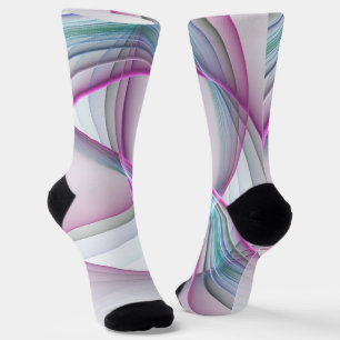 In Motion, Modern Abstract Colourful Fractal Art Socks