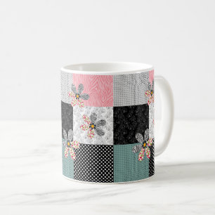 In multicolored colours patchwork rustic pattern coffee mug