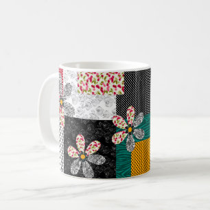 In multicolored colours patchwork rustic pattern coffee mug