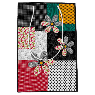 In multicolored colours patchwork rustic pattern medium gift bag