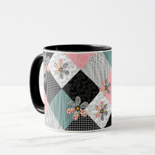 In multicolored colours patchwork rustic pattern mug