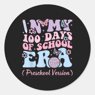 In My 100 Days Of School Era Kids Retro Preschool  Classic Round Sticker