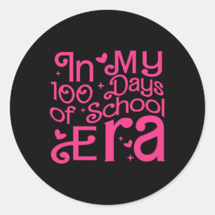 In My 100 Days Of School Era Retro 100th Day Of Sc Classic Round Sticker