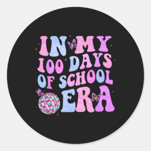 In My 100 Days Of School Era Retro Disco 100th Day Classic Round Sticker