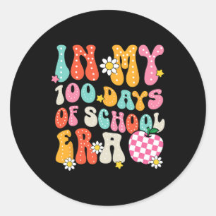 In My 100 Days Of School Era Retro Disco 100th Day Classic Round Sticker