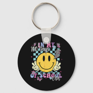 In My 100 Days Of School Era Retro Groovy 100th Da Key Ring