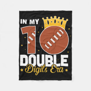 In My 10 Double Digits Era Football 10th Birthday Fleece Blanket