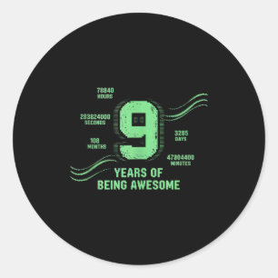 In My 9th Birthday Era Boy Bday Nine Happy 9th Bir Classic Round Sticker