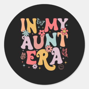 In My Aunt Era Groovy Retro Mothers Day Butterfly Classic Round Sticker