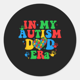 In My Autism Dad Era Retro Support Autism Awarenes Classic Round Sticker