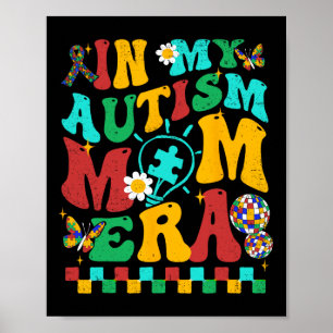 In My Autism Mum Era Groovy Puzzle Piece Retro Mot Poster