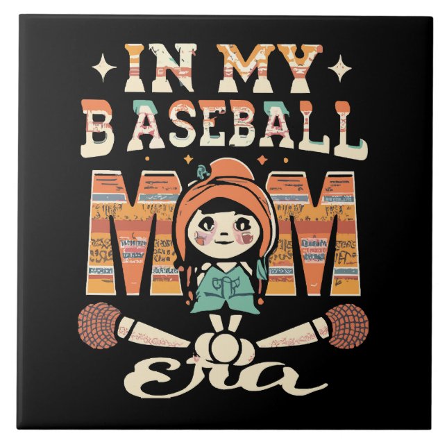 In My Baseball Mum Era Ceramic Tile (Front)